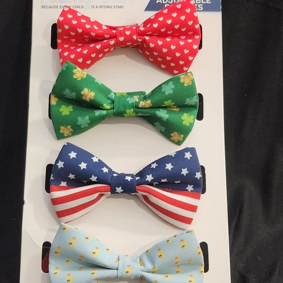 Infant or Toddler 4 Pack of Holiday Adjustable Bow Ties by Rising Star Valentine - Picture 1 of 6